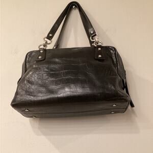 Ann Taylor Black Croc Bag Purse Pocketbook With Silver Hardware, Preloved.